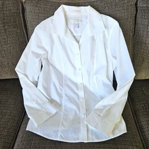NWOT Chico's white no-iron fitted shirt. Size 0.5 (small)
